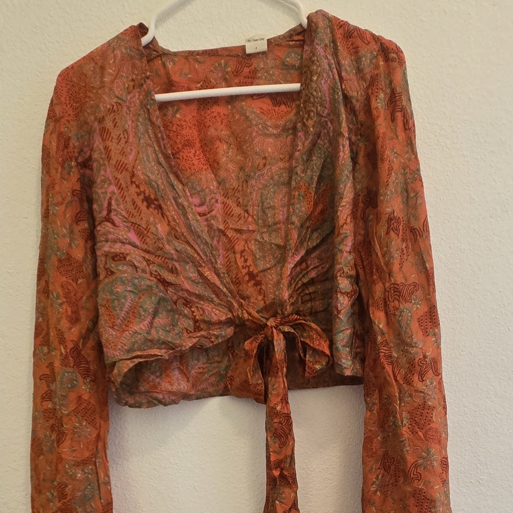 Silk halter tie top